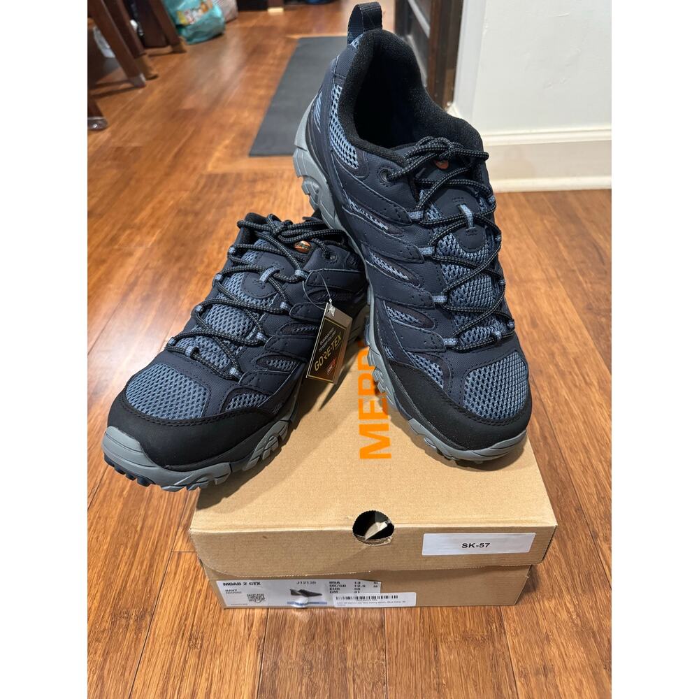 Merrell MOAB 2 GTX Mens Sz 13 Gore-Tex Waterproof Navy Running Hiking Shoes NEW